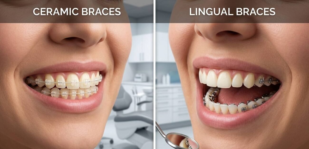 Comparison of ceramic braces and lingual braces for adults seeking discreet orthodontic treatment