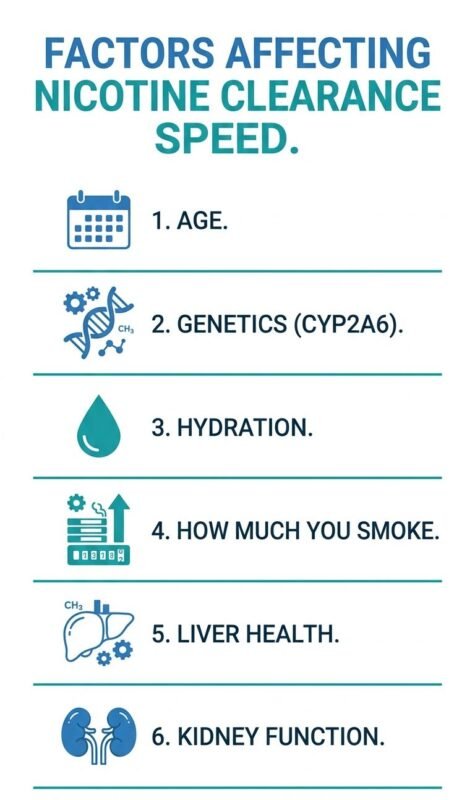 factors that affect how long nicotine stays in your system – age, genetics, hydration, frequency of use