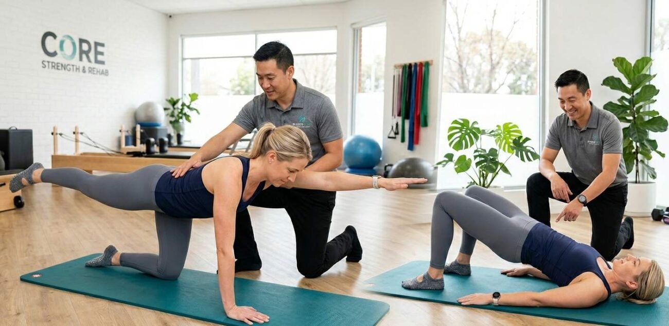 Person performing core strengthening exercises to prevent lower right back pain